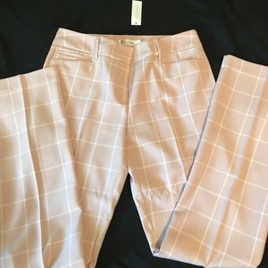 New York & Company pink and white plaid dress pant